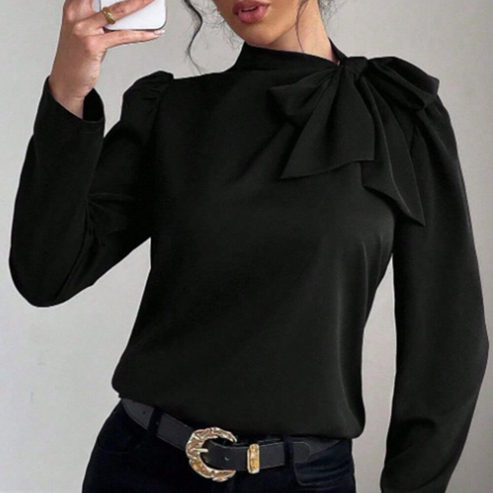 Bow-Tie Long Sleeve Blouse